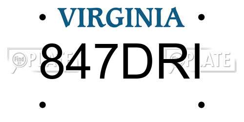 847DRI Virginia License Plate
