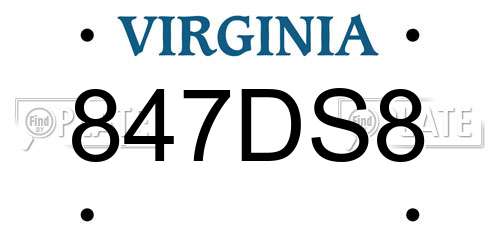 847DS8 Virginia License Plate