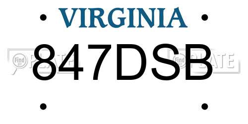 847DSB Virginia License Plate
