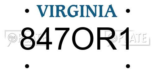 847OR1 Virginia License Plate