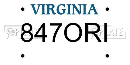 847ORI Virginia License Plate