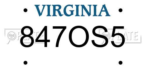 847OS5 Virginia License Plate