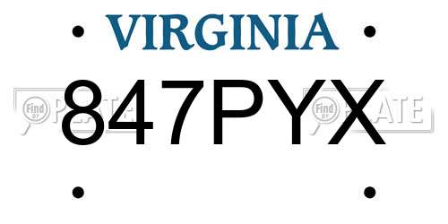 847PYX Virginia License Plate