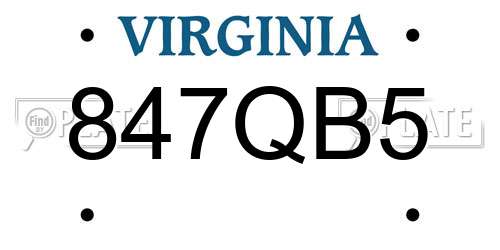 847QB5 Virginia License Plate