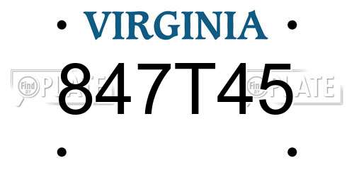 847T45 Virginia License Plate