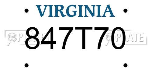 847T70 Virginia License Plate