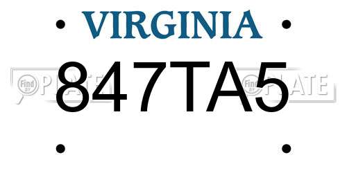 847TA5 Virginia License Plate