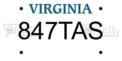 847TAS Virginia License Plate