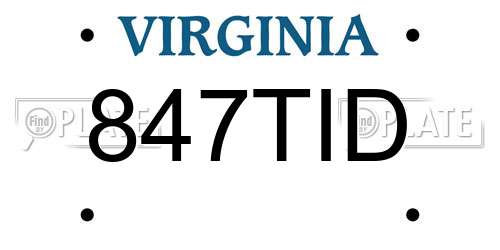 847TID Virginia License Plate