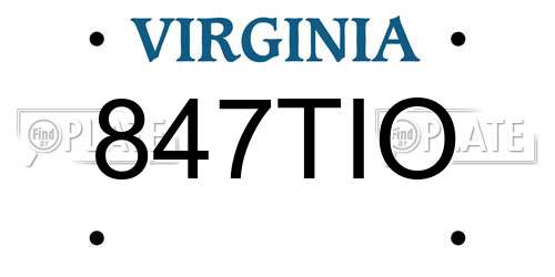 847TIO Virginia License Plate