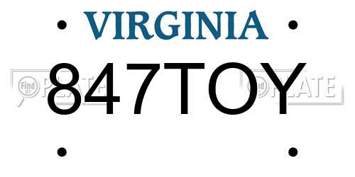 847TOY Virginia License Plate