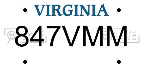 847VMM Virginia License Plate