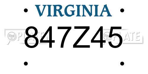 847Z45 Virginia License Plate