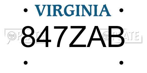 847ZAB Virginia License Plate