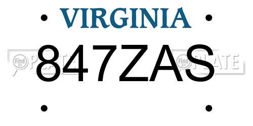 847ZAS Virginia License Plate