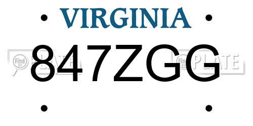 847ZGG Virginia License Plate