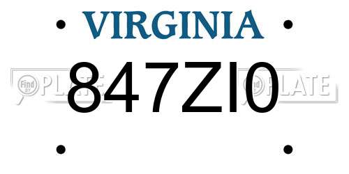 847ZI0 Virginia License Plate