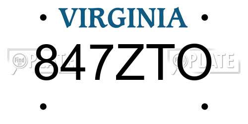 847ZTO Virginia License Plate