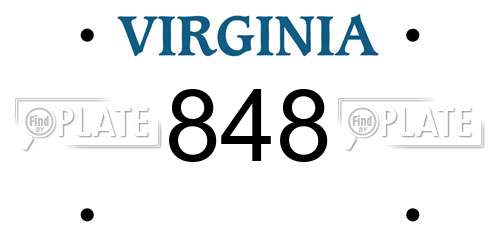 848 Virginia License Plate
