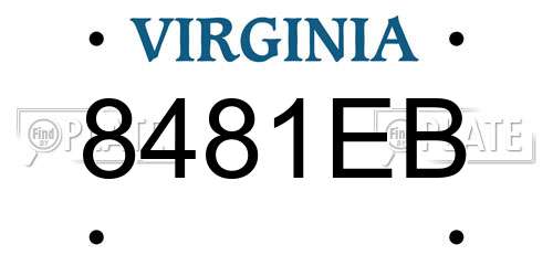 8481EB Virginia License Plate