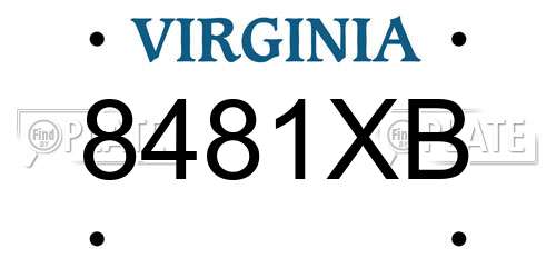 8481XB Virginia License Plate