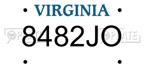 8482JO Virginia License Plate
