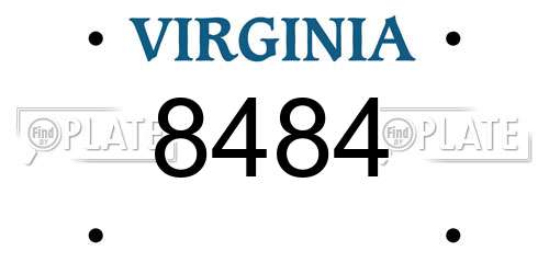 8484 Virginia License Plate