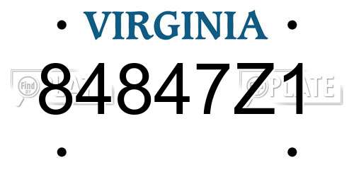 84847Z1 Virginia License Plate