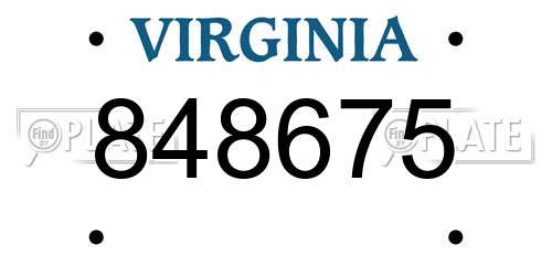 848675 Virginia License Plate