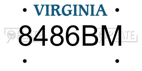 8486BM Virginia License Plate