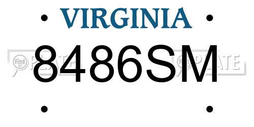 8486SM Virginia License Plate