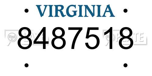 8487518 Virginia License Plate