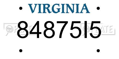 84875I5 Virginia License Plate