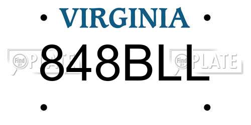 848BLL Virginia License Plate