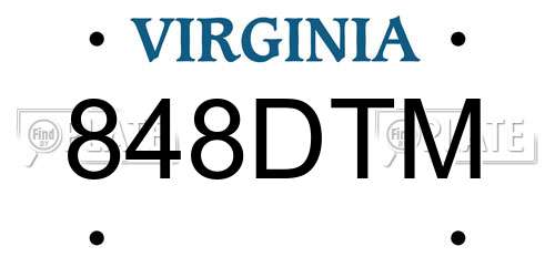 848DTM Virginia License Plate