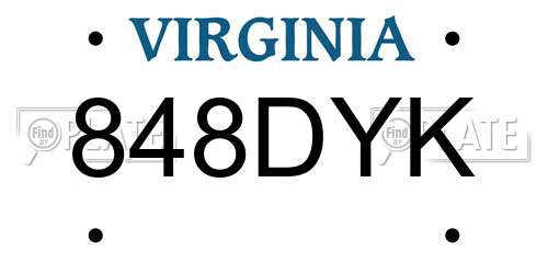 848DYK Virginia License Plate