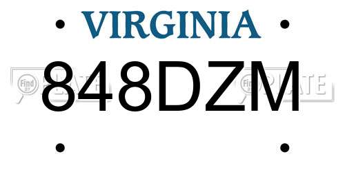 848DZM Virginia License Plate