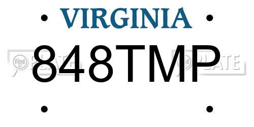 848TMP Virginia License Plate