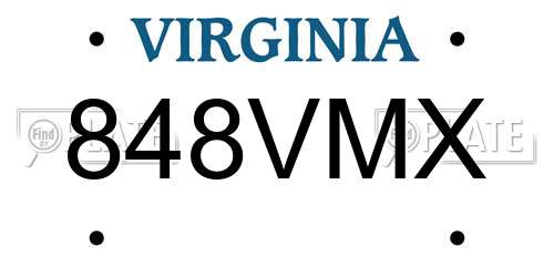 848VMX Virginia License Plate
