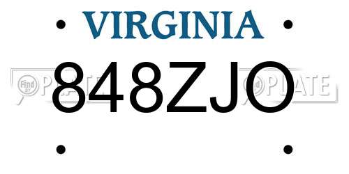 848ZJO Virginia License Plate