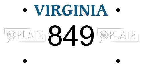 849 Virginia License Plate