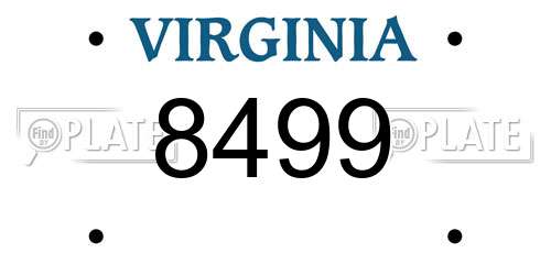 8499 Virginia License Plate