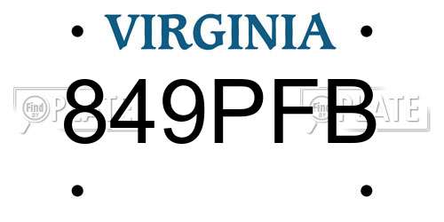849PFB Virginia License Plate
