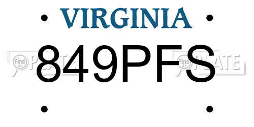 849PFS Virginia License Plate