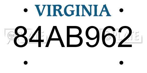 84AB962 Virginia License Plate