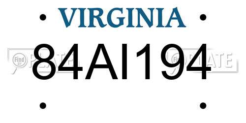 84AI194 Virginia License Plate