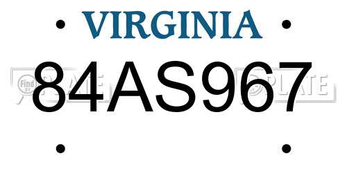 84AS967 Virginia License Plate