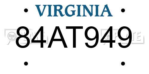 84AT949 Virginia License Plate