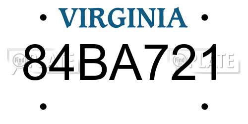 84BA721 Virginia License Plate