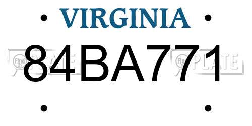 84BA771 Virginia License Plate